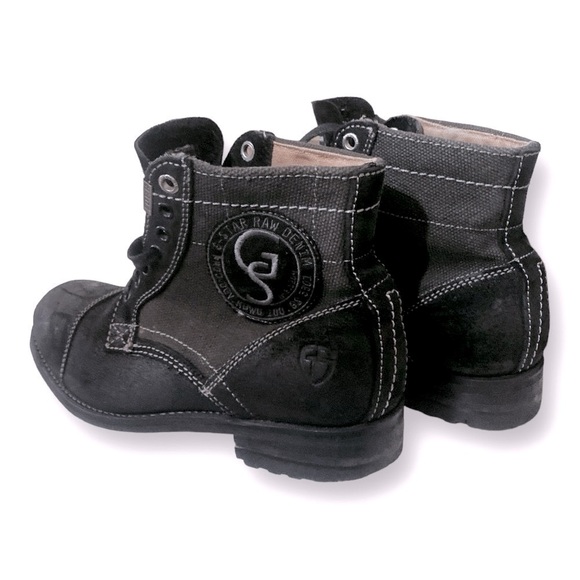 G-STAR RAW Denim & Suede Leather Tie-Up Boots Mens 7 Black Style GS11036…Grunge